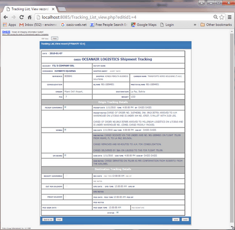 oasis-web tracking form